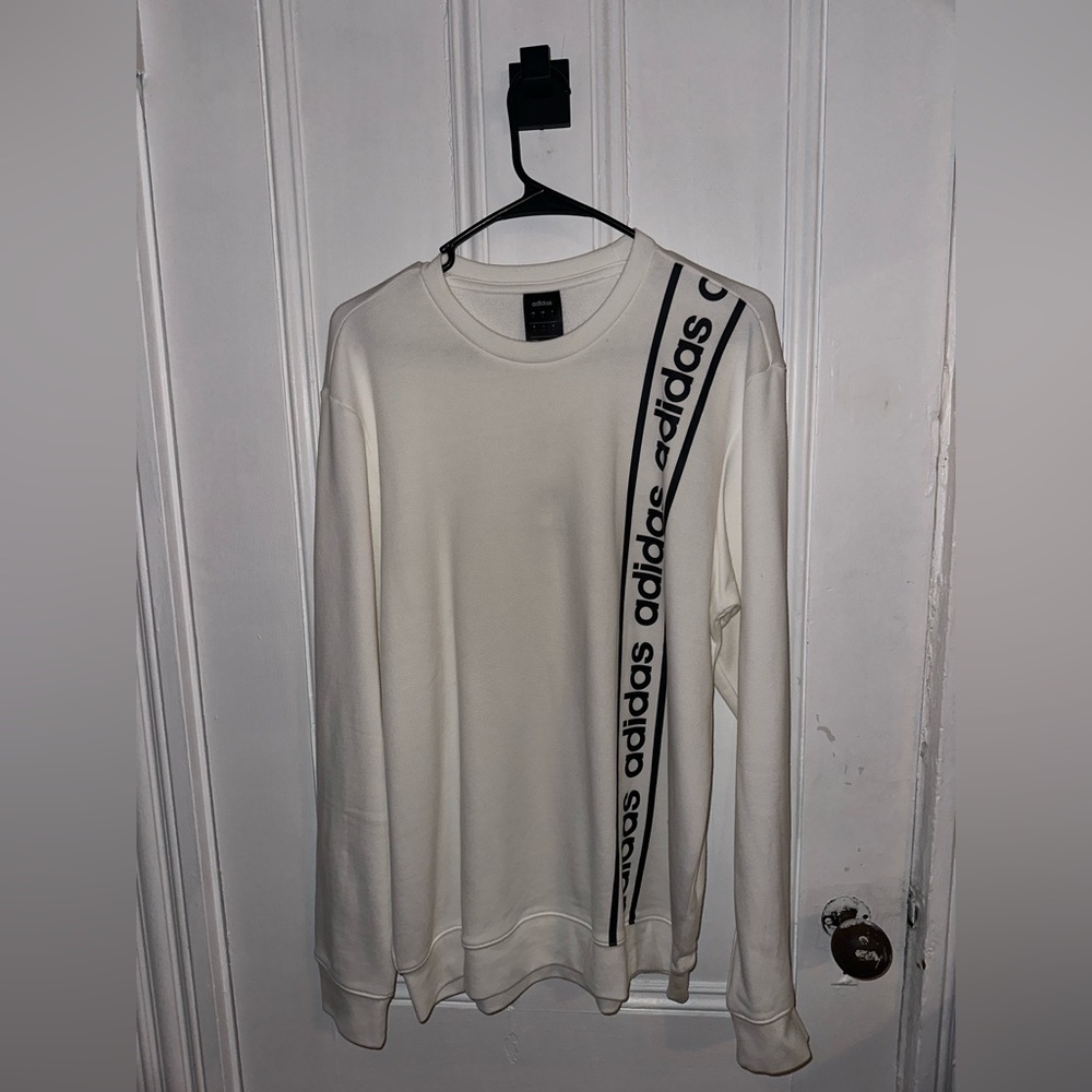 Adidas Men's Crewneck Sweater - New - Large - White/Black